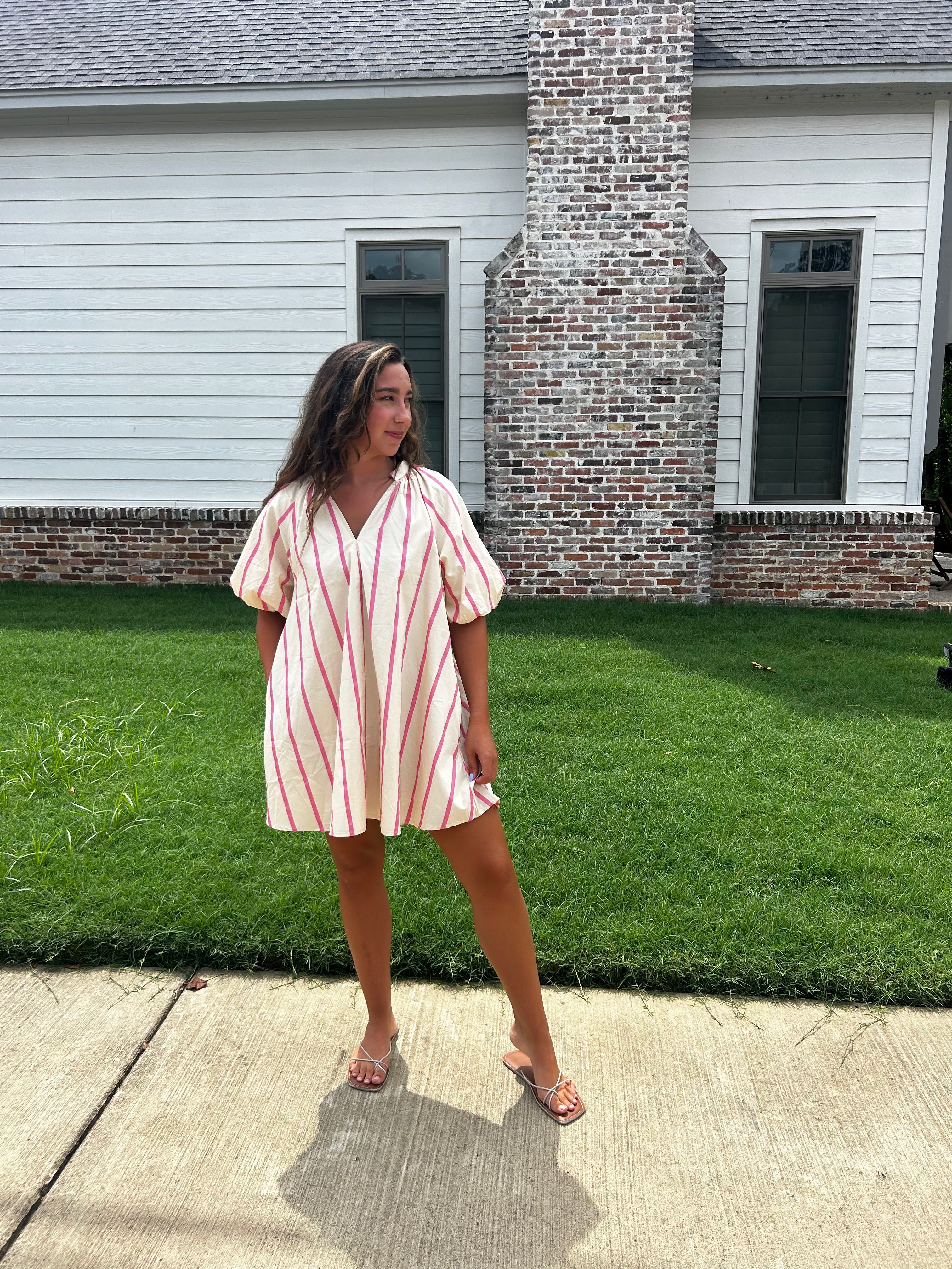 glamorous stripped mini dress