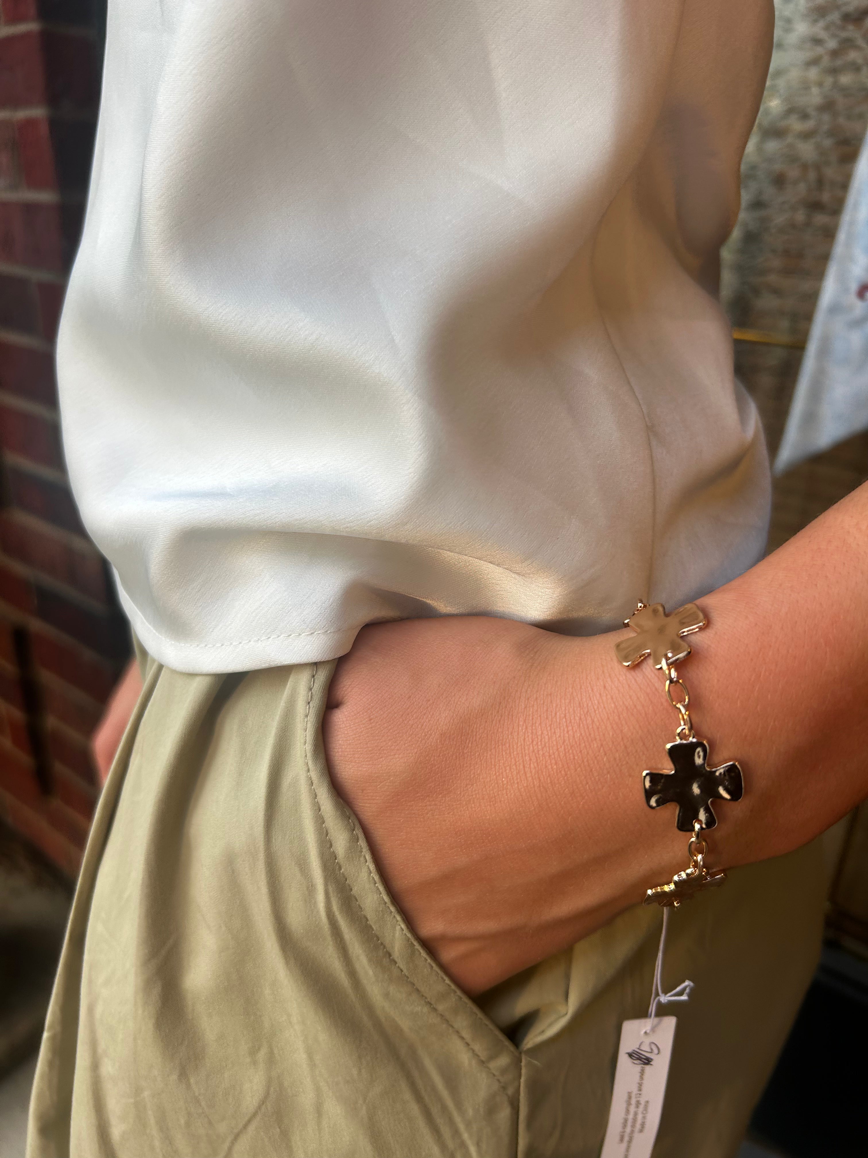 gold chain cross bracelet