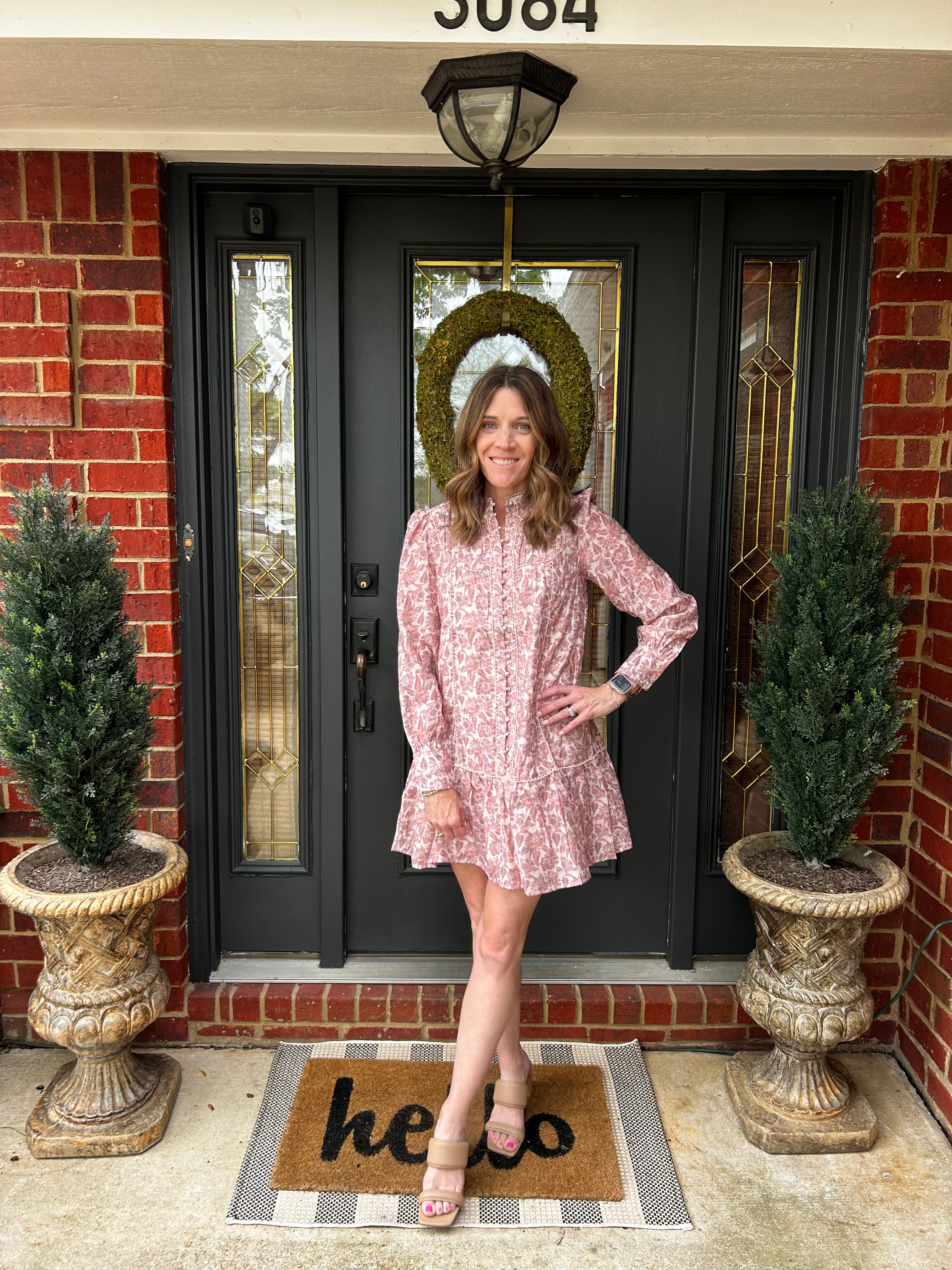 LS detailed floral button dress