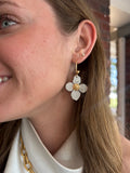 white flower earring