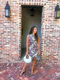 Beaded floral linen dress