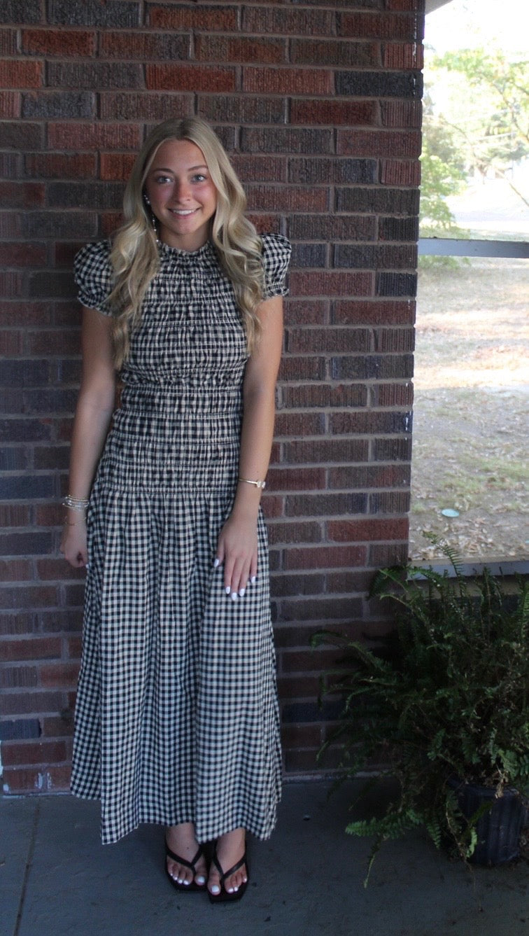 Drop waist Gingham Maxi Dress