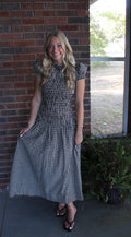Drop waist Gingham Maxi Dress
