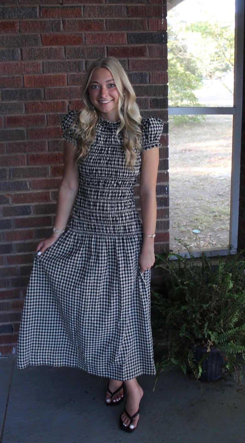 Drop waist Gingham Maxi Dress