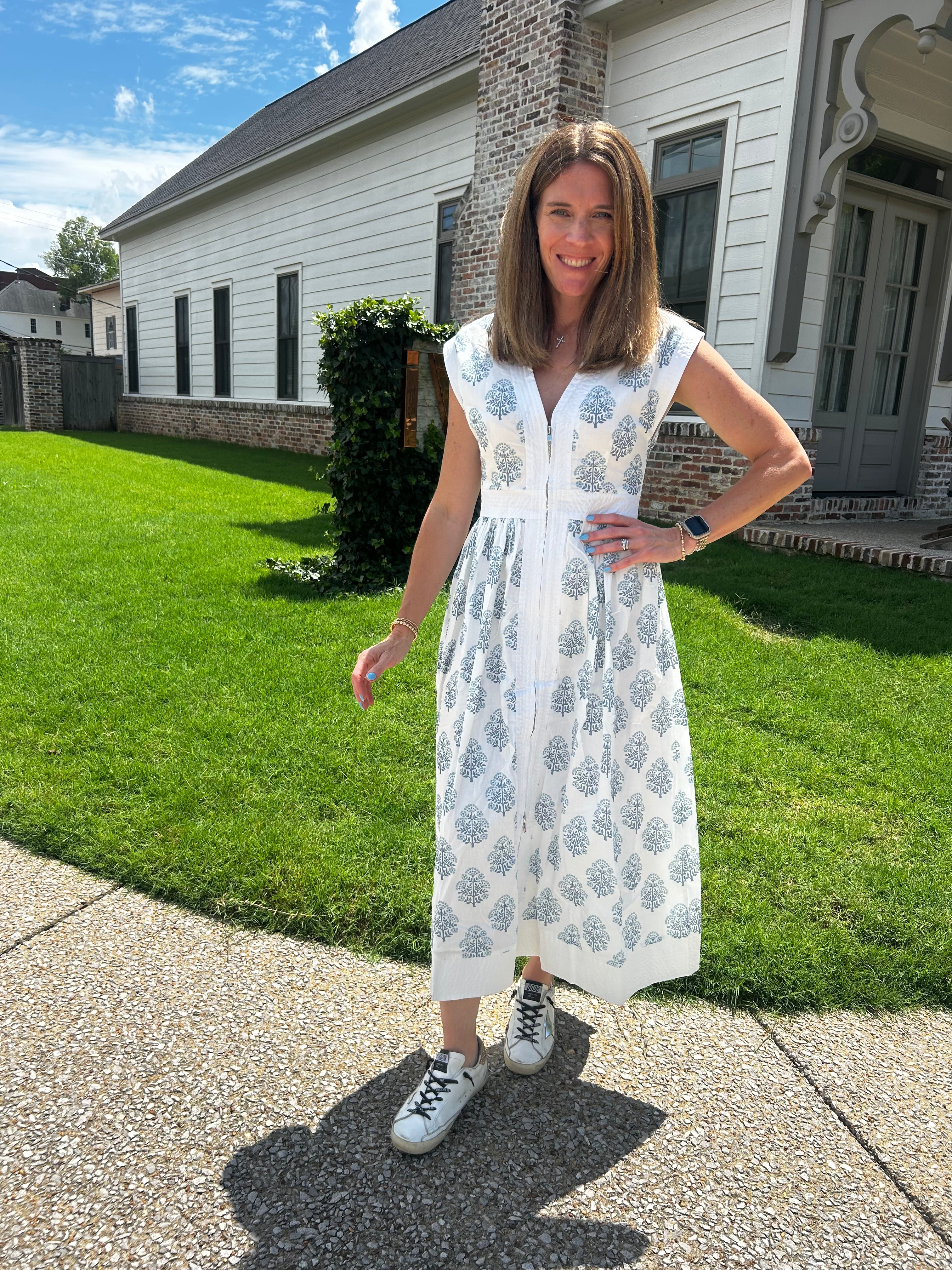 TC zip floral midi dress