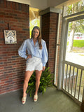 O lt blue puff sleeve polo