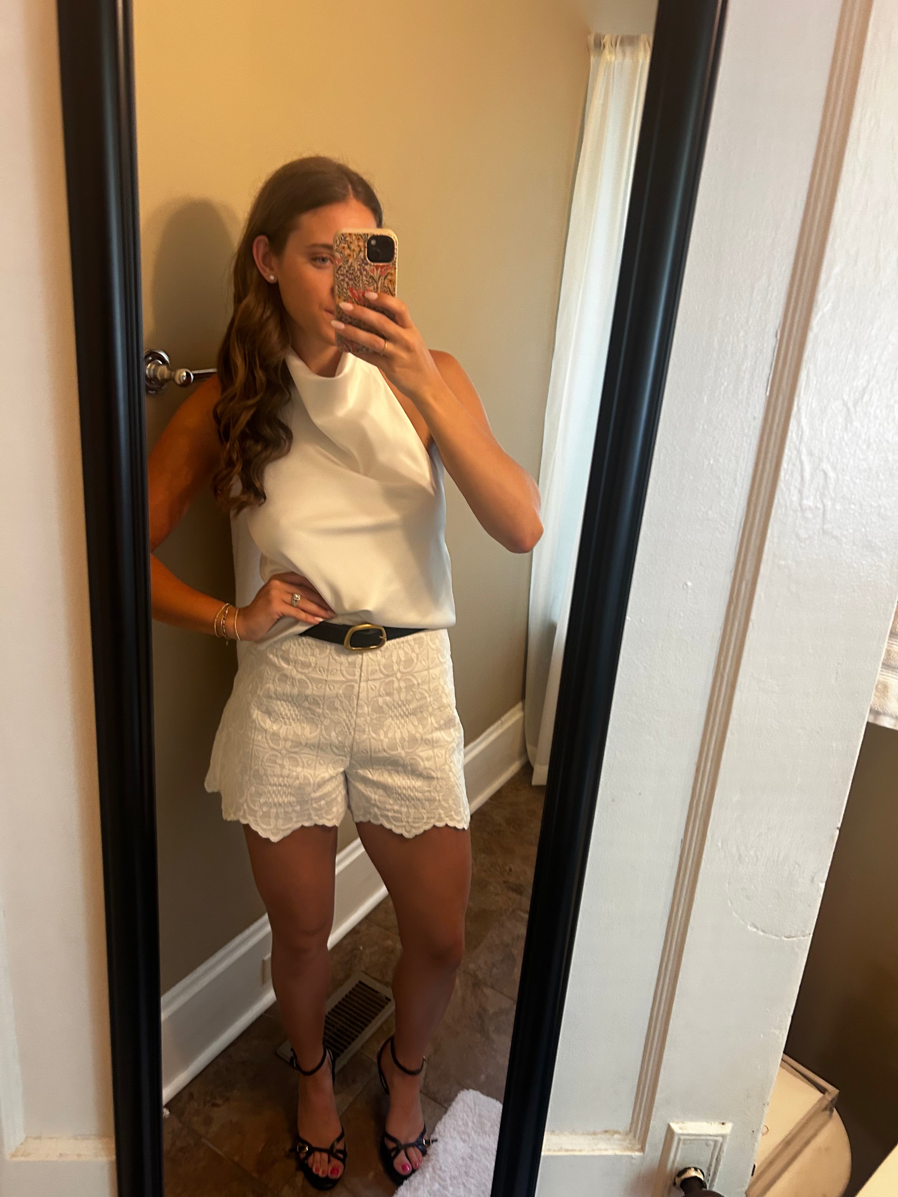 White halter neck top
